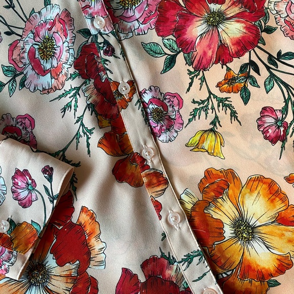 Express floral button up dress blouse women XS - Picture 5 of 5